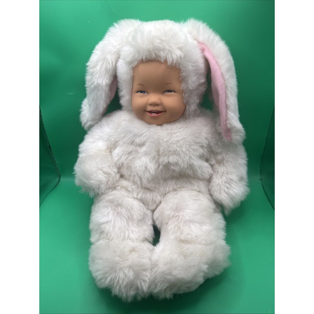 Vintage 1997 Anne Geddes Plush Baby Doll In White Rabbit Bunny Suit (No box)